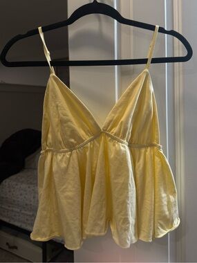 Wild Fable Sunny Yellow Spaghetti Strap Peplum Tank